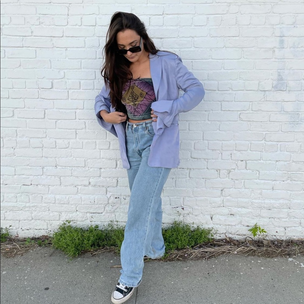 FREE PEOPLE SILK BLAZER LILAC